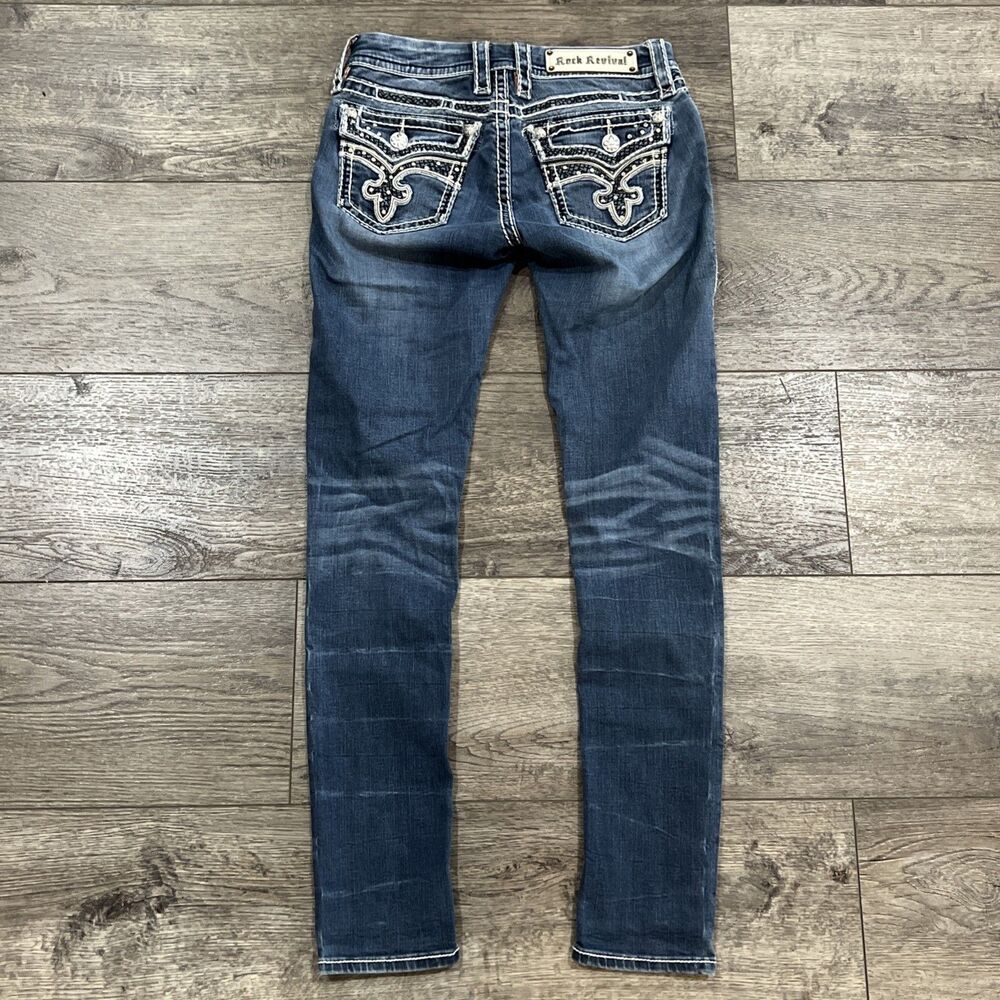 Vintage Y2K Rock Revival Jeans Gemini Skinny - Womenโs Size 26 Medium Wash